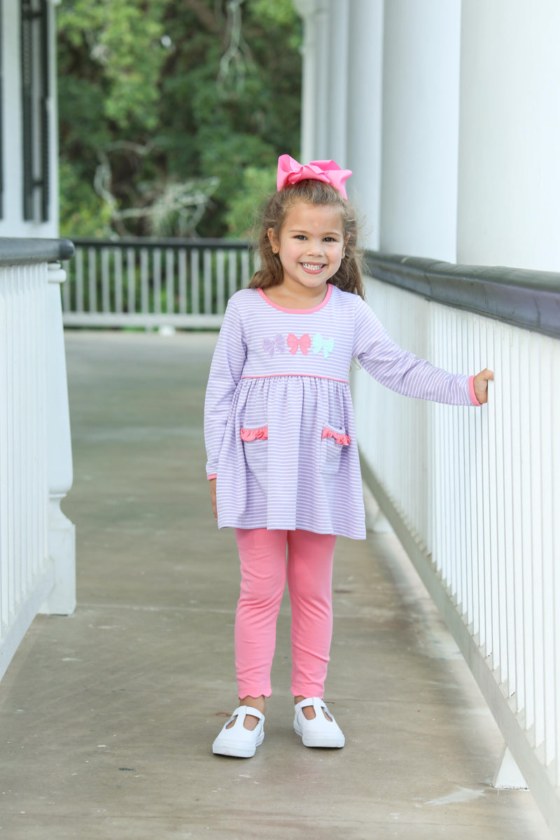 Trotter Street Kids Girls Annie Scallop Leggings Set - Pink and Mint