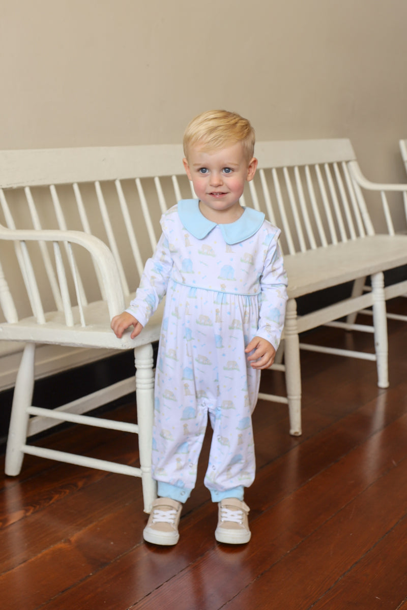 Trotter Street Joseph Romper- Cornflower