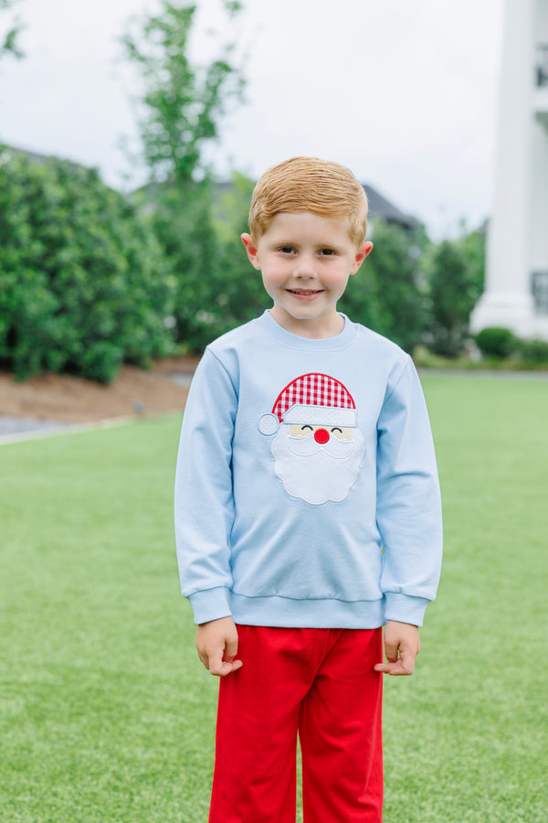 French Terry Pullover- Santa (Light Blue)