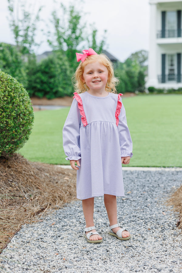 Olivia Dress- Lavender Stripe/Pink