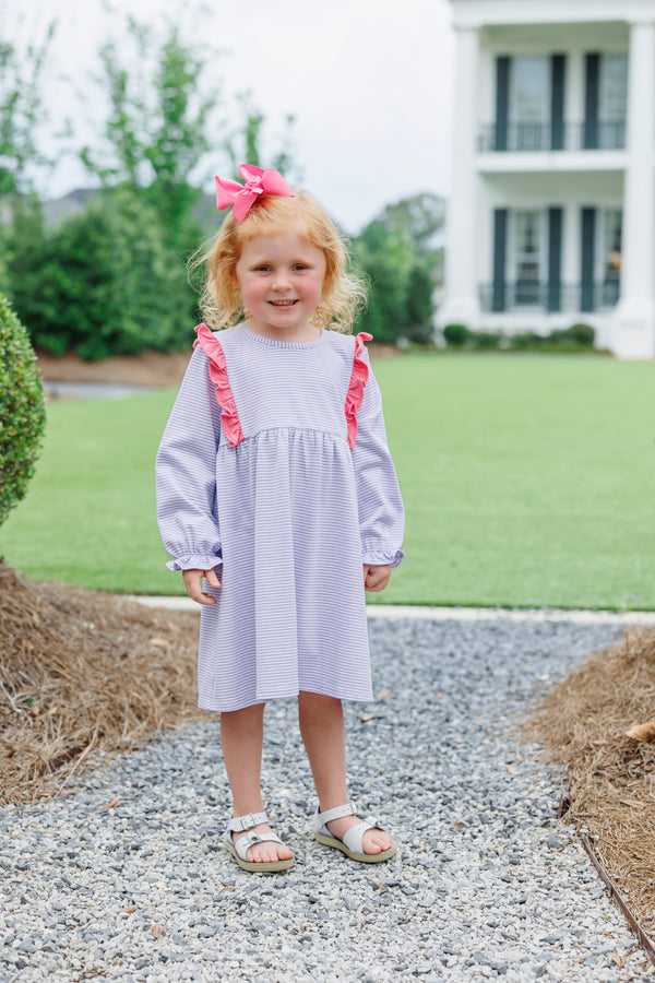 Olivia Dress- Lavender Stripe/Pink