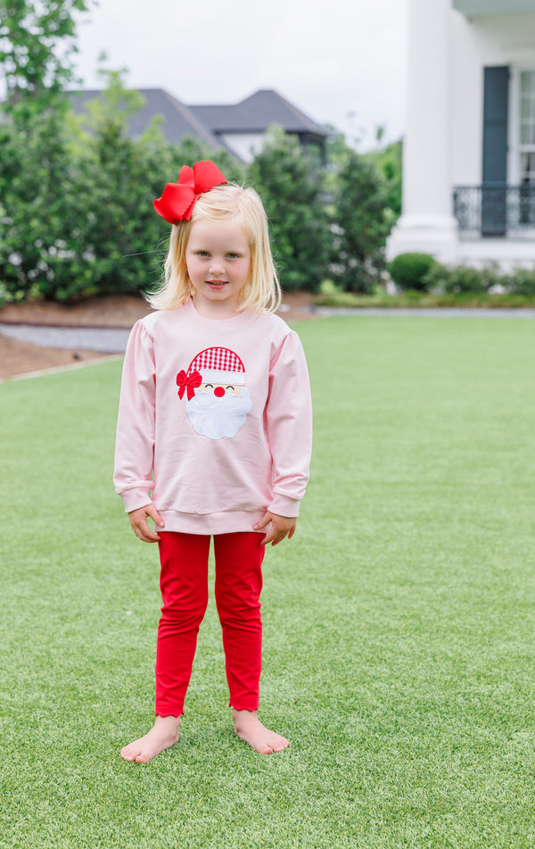 French Terry Pullover- Santa (Light Pink)