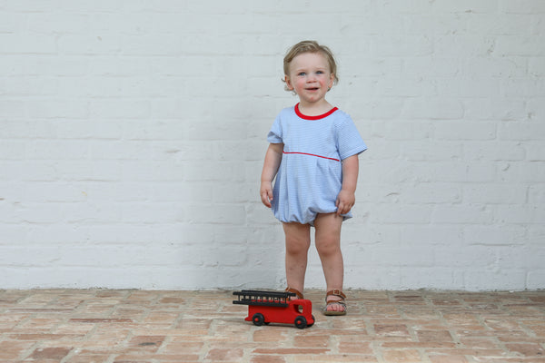 Bentley Bubble- Cornflower Stripe/Red