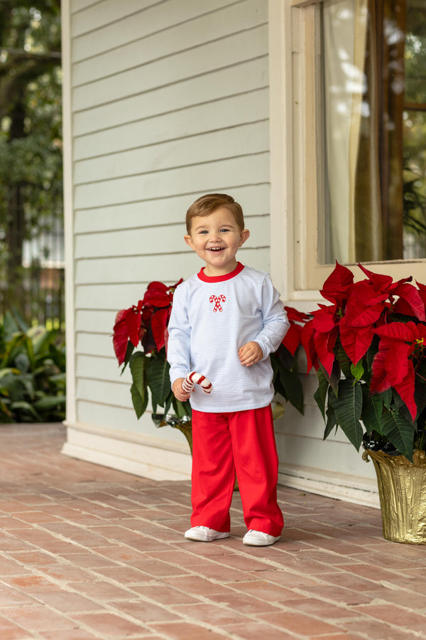 Candy Cane Embroidery Pants Set