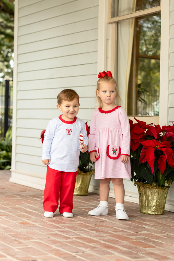 Candy Cane Embroidery Pants Set