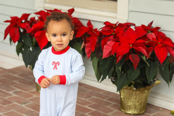 Candy Cane Embroidery Romper
