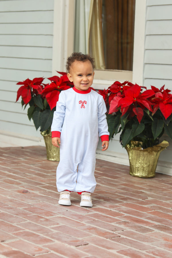 Candy Cane Embroidery Romper