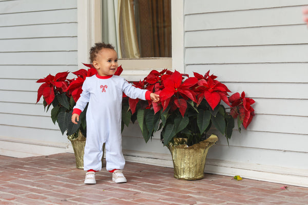 Candy Cane Embroidery Romper