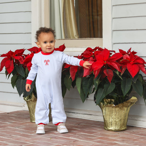 Candy Cane Embroidery Romper
