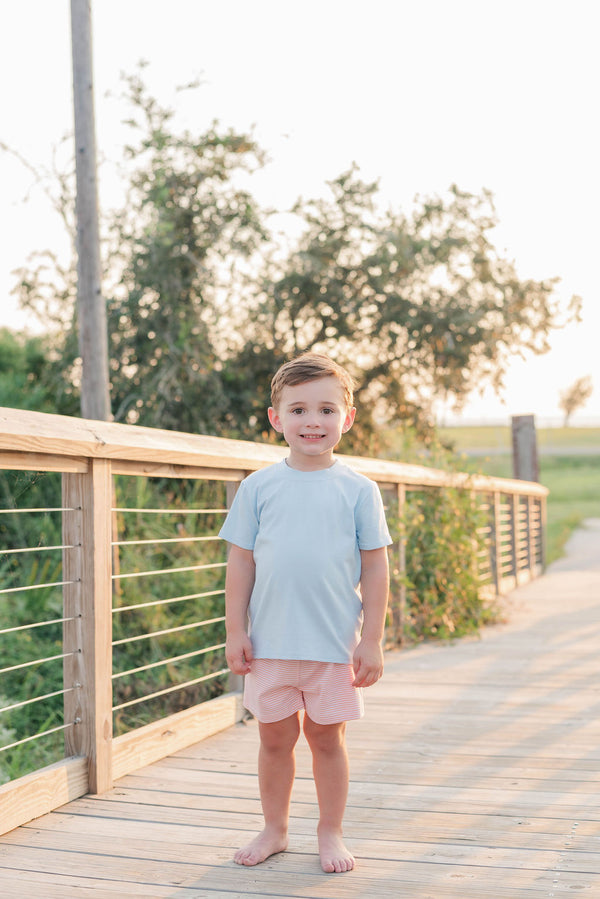Shepherd Short Set- Coral Stripe/Light Blue