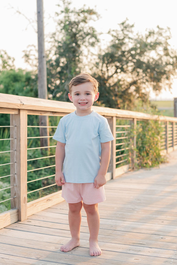 Shepherd Short Set- Coral Stripe/Light Blue