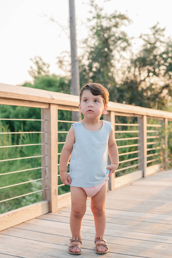 Shepherd Diaper Set- Coral Stripe/Light Blue