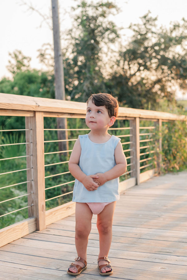 Shepherd Diaper Set- Coral Stripe/Light Blue