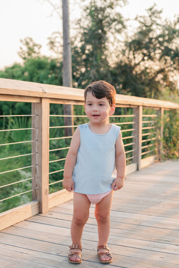 Shepherd Diaper Set- Coral Stripe/Light Blue