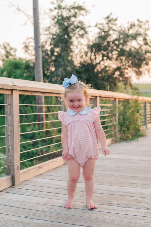 Genevieve Bubble- Coral Stripe/Light Blue