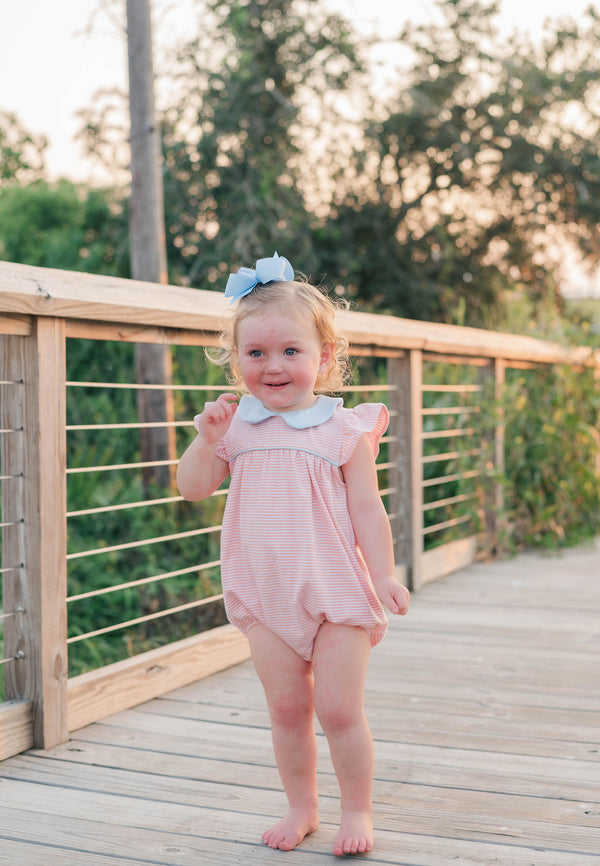 Genevieve Bubble- Coral Stripe/Light Blue