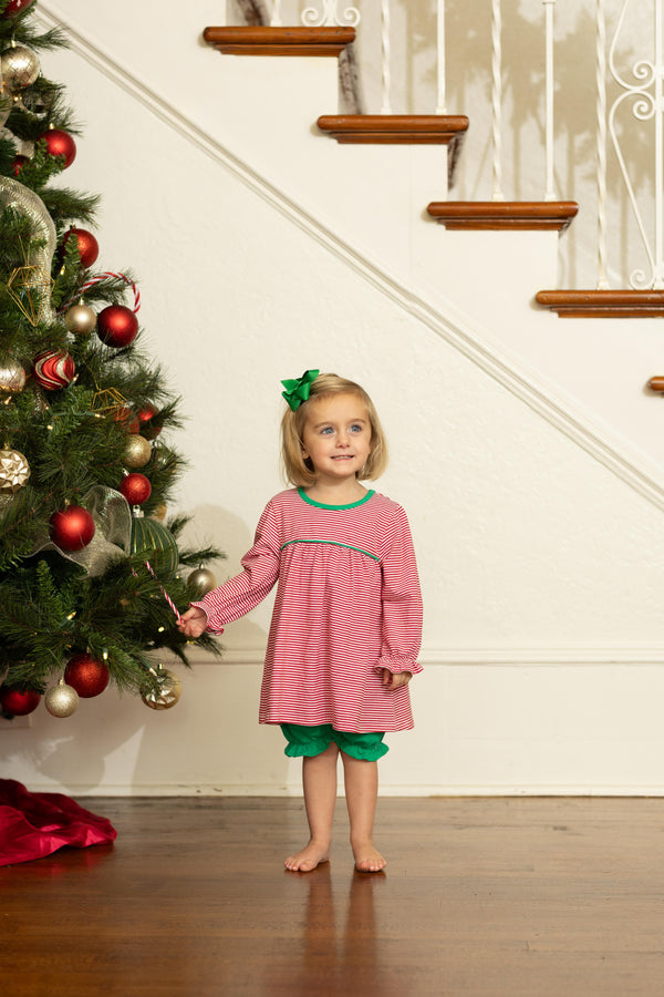 Ellie Bloomer Set- Red Stripe/Green