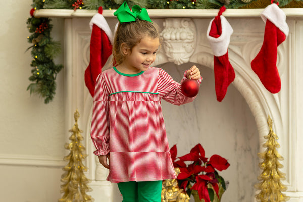 Ellie Pants Set- Red Stripe/Green