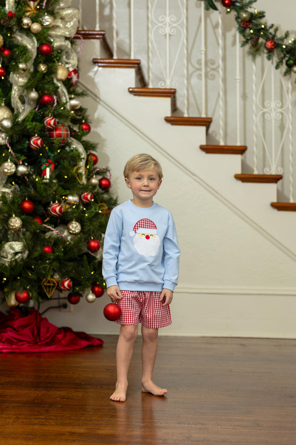 French Terry Pullover- Santa (Light Blue)