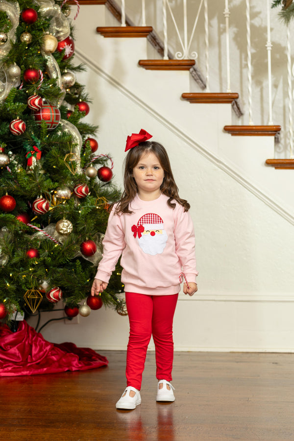 French Terry Pullover- Santa (Light Pink)