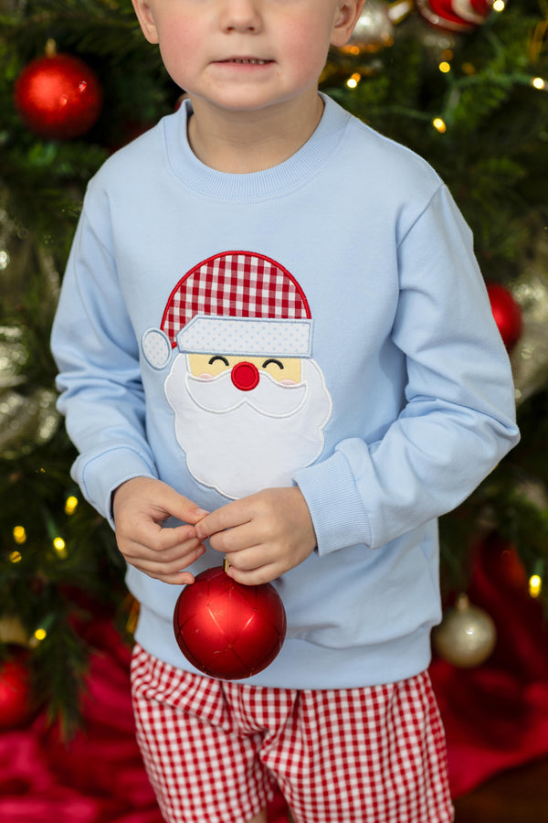 French Terry Pullover- Santa (Light Blue)