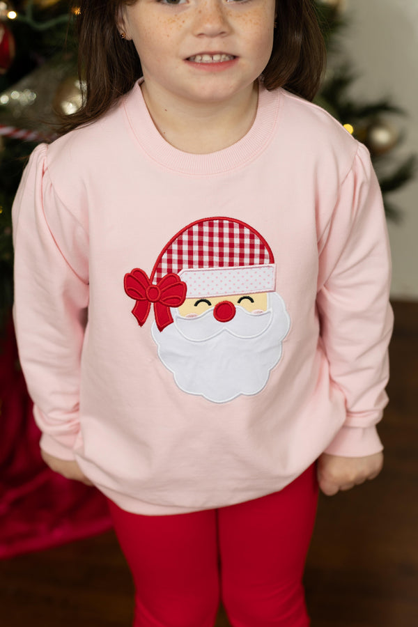 French Terry Pullover- Santa (Light Pink)