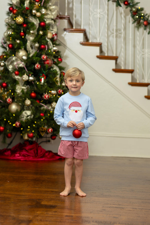 French Terry Pullover- Santa (Light Blue)