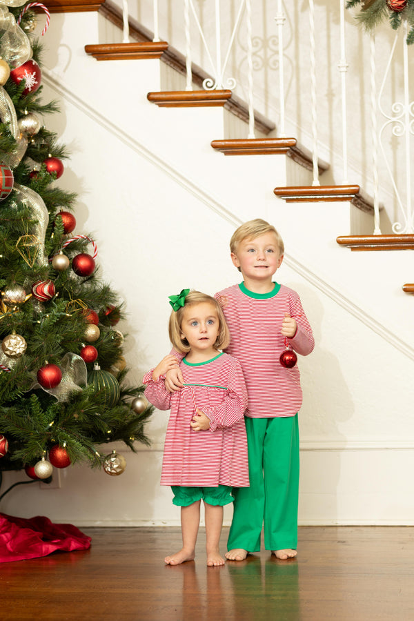 Ellie Bloomer Set- Red Stripe/Green