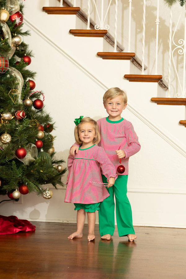 Ellie Bloomer Set- Red Stripe/Green