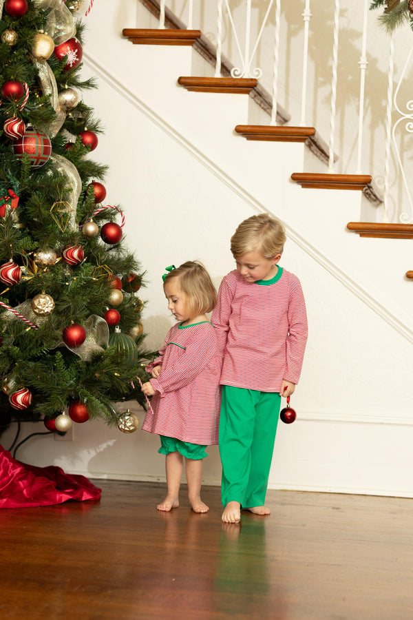 Ellie Bloomer Set- Red Stripe/Green