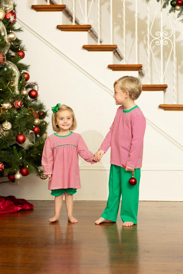 Ellie Bloomer Set- Red Stripe/Green