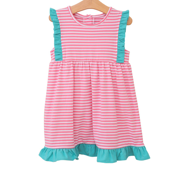 Josie Dress- Pink Stripe/Teal