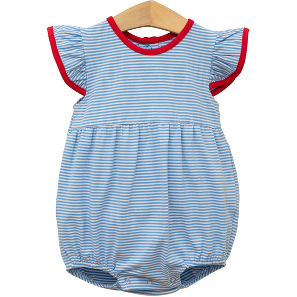 Lucy Bubble- Cornflower Stripe/Red