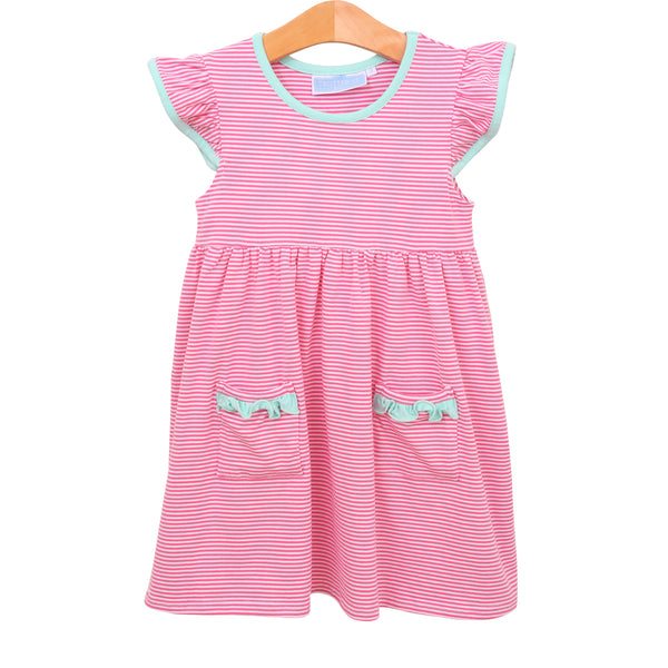 Lucy Dress- Pink Stripe/Mint
