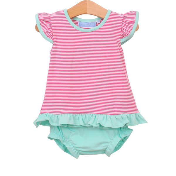 Mary Margaret Diaper Set- Pink Stripe/Mint