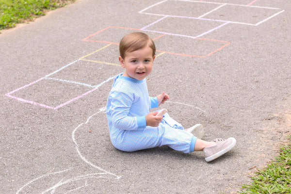 Miller Romper- Cornflower Stripe