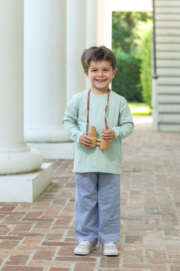 Miller Pants Set- Blue Stripe/Sage