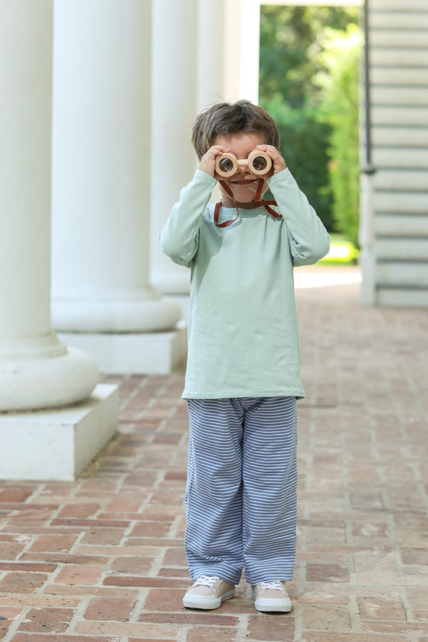 Miller Pants Set- Blue Stripe/Sage