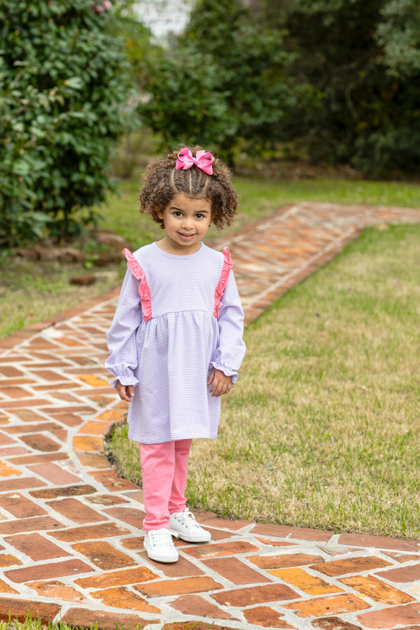 Olivia Pants Set- Lavender Stripe/Pink