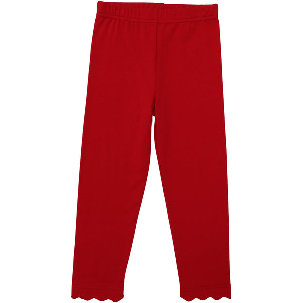 Scalloped Leggings- Red