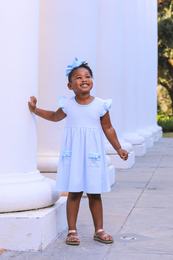 Lucy Dress- Light Blue Stripe