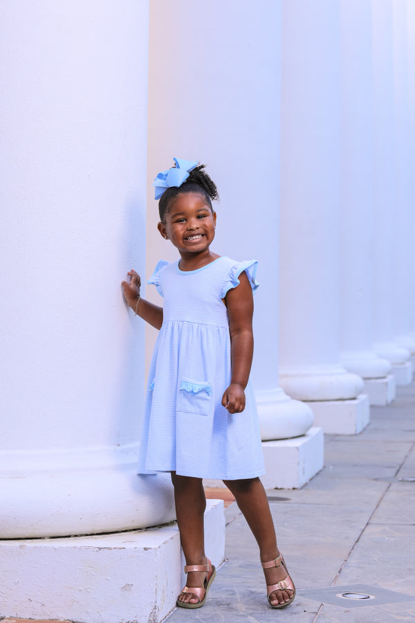 Lucy Dress- Light Blue Stripe