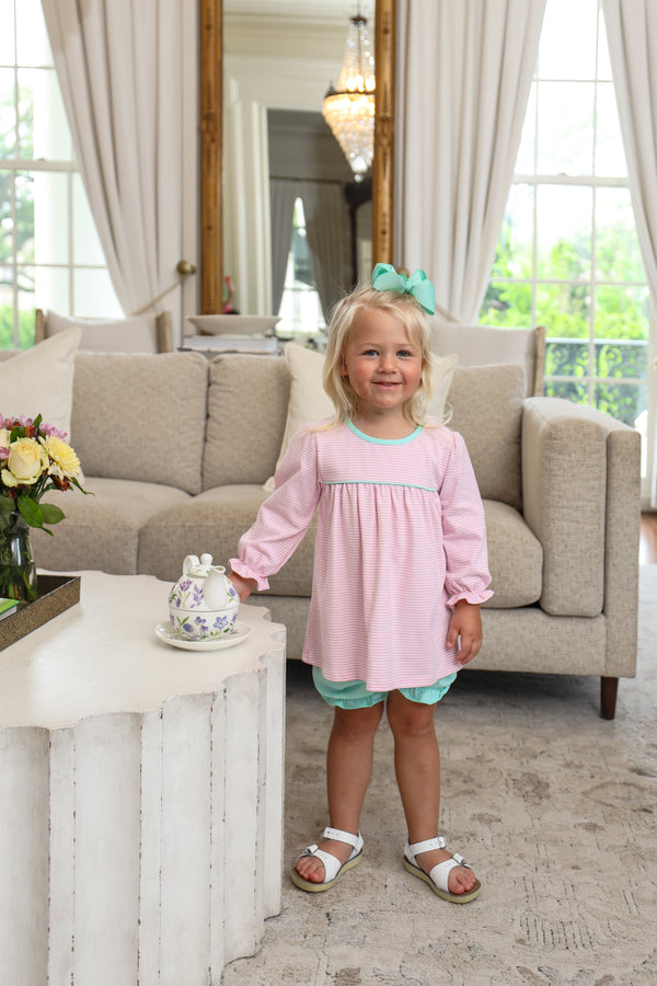Ellie Bloomer Set- Light Pink Stripe/Mint