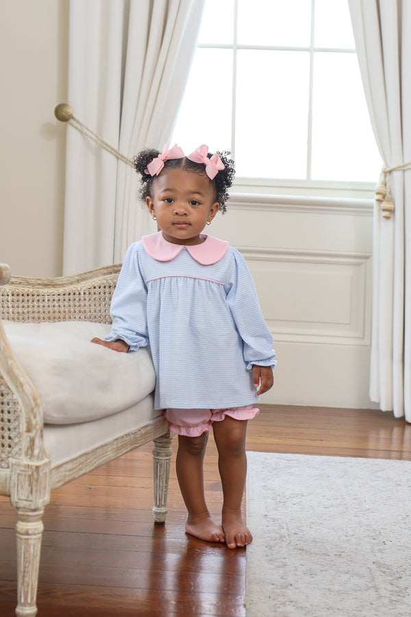 Katherine Bloomer Set- Light Blue Stripe/Light Pink