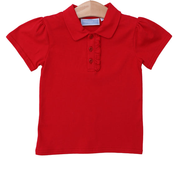 Ruffle Polo- Red