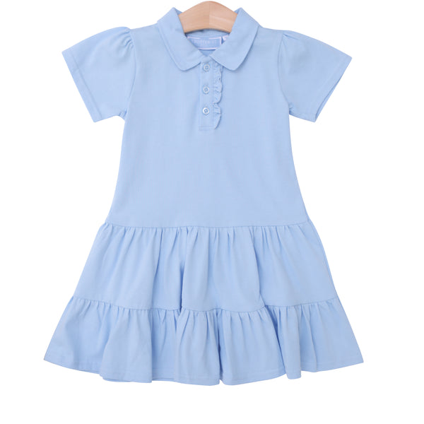Ruffle Polo Dress- Light Blue