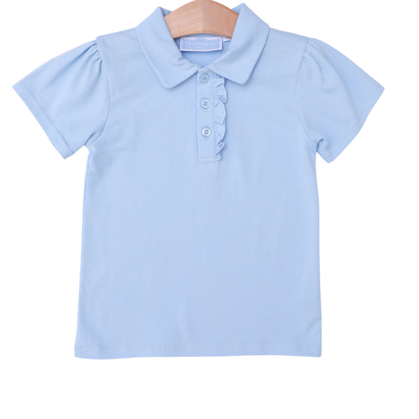 Ruffle Polo- Light Blue
