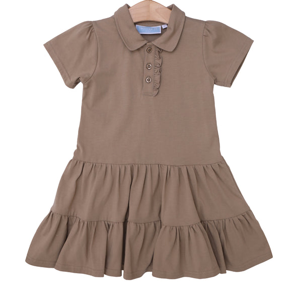 Ruffle Polo Dress- Khaki