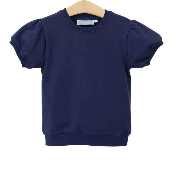 Landry Puff Sleeve Top- Navy