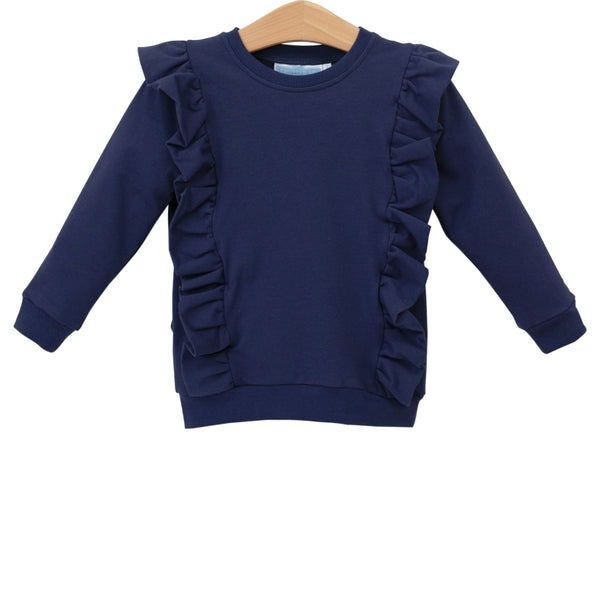 Laura Ruffle Pullover- Navy